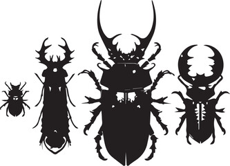 Set of beetles. Hand drawn vector illustration