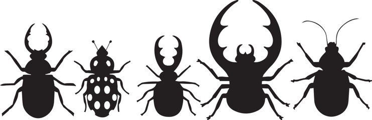 Set of beetles. Hand drawn vector illustration