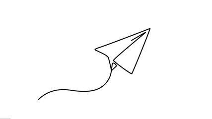 Animated One continuous line drawing of paper plane signs. Minimal flying invite icon line art animation full-length video clip. The flying paper linear motion graphics. 