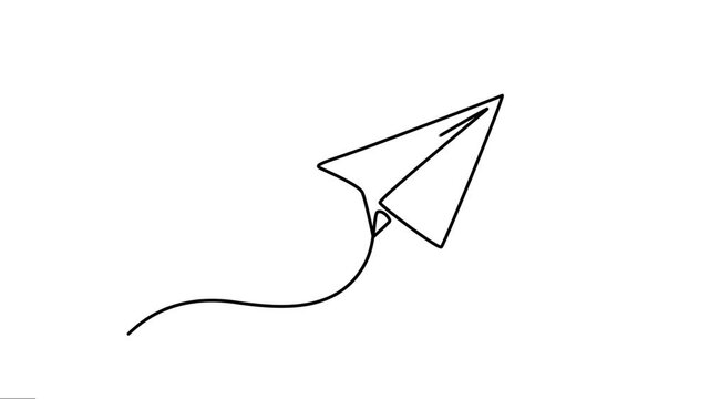 Animated One continuous line drawing of paper plane signs. Minimal flying invite icon line art animation full-length video clip. The flying paper linear motion graphics. 