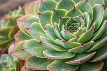 Fototapeta premium Macro shot of Echeveria Pulidonis leaves with detailed texture and patterns, plant details, plant anatomy, echeveria pulidonis, leaf morphology, cactus leaf closeup