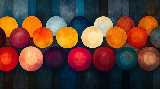 Abstract Colorful Circles on a Wooden Background