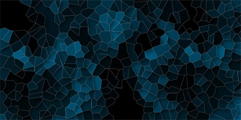 Fototapeta premium Voronoi diagram background of Blue color Broken Stained-Glass. Diamond shape polygonal texture. Seamless pattern with 3d shapes vector Vintage Illustration background. Geometric Retro tiles pattern