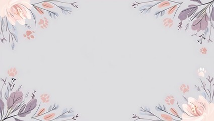 Obraz premium Minimal Easter design with delicate floral edges and bunny paws, leaving the center clear for text.