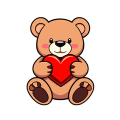Simple & Cute Romantic Teddy Bear - Vector Element