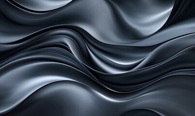 Fototapeta premium Abstract dark grey flowing waves, elegant background for design