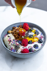 Yogurt Breakfast Bowl with Granola, Berries, and Honey – Paris Café Delight