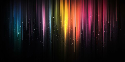 Abstract colorful light streaks with a dark background, suitable for digital art, backgrounds, and festive designs.