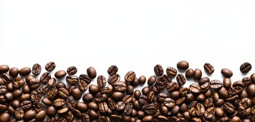 Roasted coffee beans on white background.