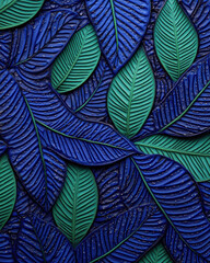 Fototapeta premium Vibrant leaf patterns textured artistic design in nature's close-up view