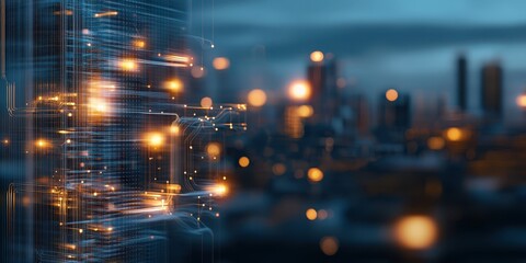 Obraz premium Abstract Technology Design with Bright Lights and Blur