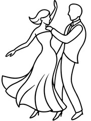 Elegant Line Art of Dancing Couple in Minimalist Style