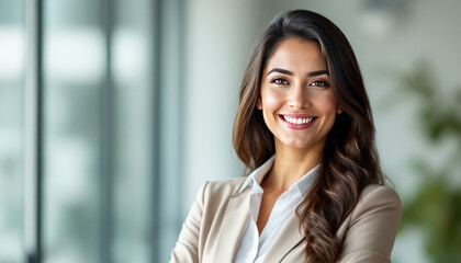 Fototapeta premium Beautiful Successful Hispanic Young Business woman