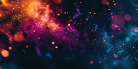 Abstract colorful background with vibrant particles suitable for digital art, technology themes, or festive designs.