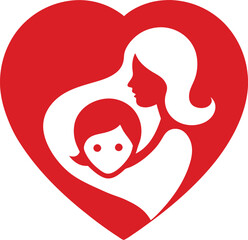 Valentine's Day, parent and child Illustration with a silhouette of a heart shape 