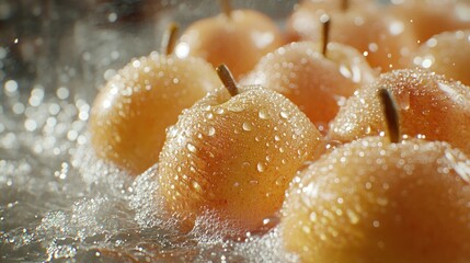 Fresh Pears in Water with Splashing Background
