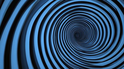 A blue and black spiral optical illusion pattern with swirling lines