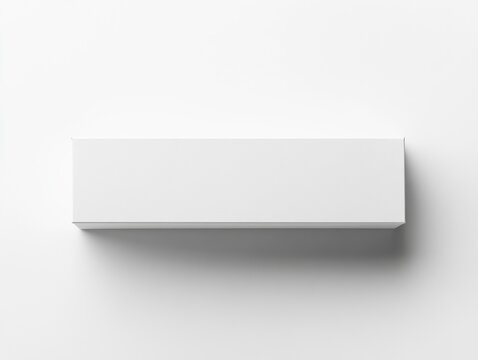 A white box mockup with no text or graphics on it, isolated on a white background. The box is rectangular and has sharp edges, with the top surface facing forward for product photography. 