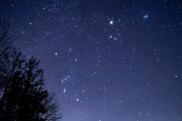 A starry night sky over a rural area of Cumbria, UK