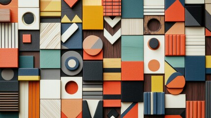 Obraz premium A flat lay of various jigsaw puzzle pieces with a complex geometric pattern, waiting to be assembled.