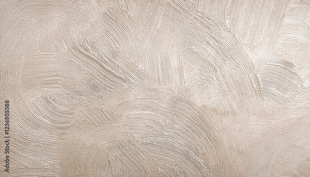 Poster abstract textured plaster wall with artistic swirl pattern in beige, decorative stucco surface for i