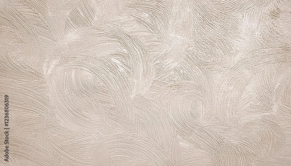 Poster abstract textured plaster wall with artistic swirl pattern in beige, decorative stucco surface for i