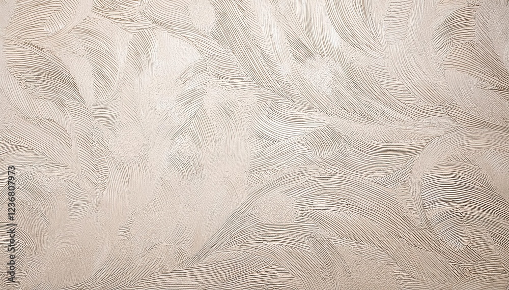Aufkleber abstract textured plaster wall with artistic swirl pattern in beige, decorative stucco surface for i