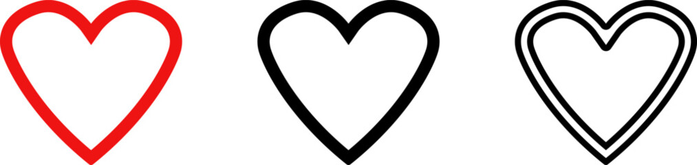 Heart or like icon. Valentines Day. Social network like red heart buttons. Perfect Love symbol. Live stream video chat like. Vector illustaration isolated on white background
