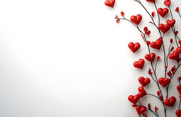 Romantic Valentine's Day background featuring red hearts, delicate flowers, and a festive love theme