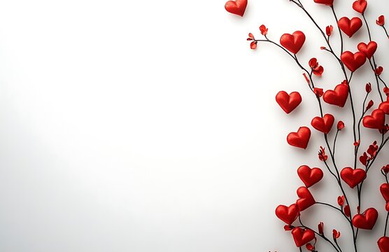 Romantic Valentine's Day background featuring red hearts, delicate flowers, and a festive love theme