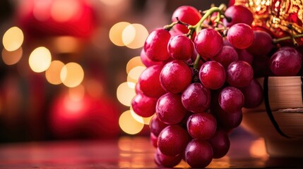 Fresh Red Grapes in a Decorative Bowl