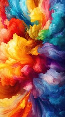 Vibrant Abstract Color Explosion: Dynamic Swirling Clouds of Multihued Creativity