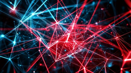 Abstract Digital Junctions and Connections in Red and Blue Colors