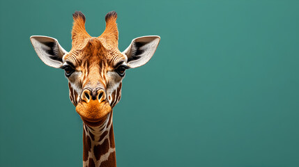 Giraffe wearing a stylish scarf standing confidently with an elegant and charismatic presence exuding sophistication and warmth ultra-detailed high-quality studio portrait