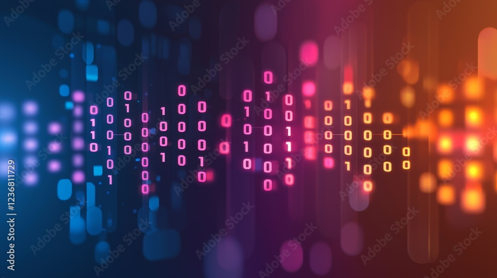 Poster abstract data visualization showing digital ecosystem connections and patterns