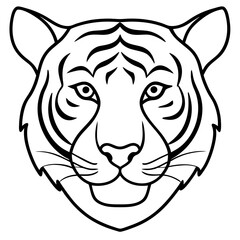 Minimalist Tiger Head Line Art Vector