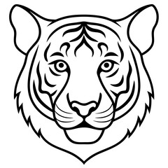 Minimalist Tiger Head Line Art Vector