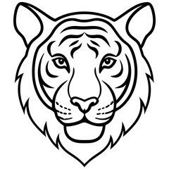 Minimalist Tiger Head Line Art Vector