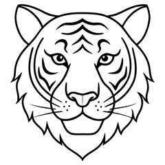 Fototapeta premium Minimalist Tiger Head Line Art Vector