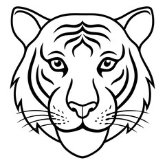 Obraz premium Minimalist Tiger Head Line Art Vector