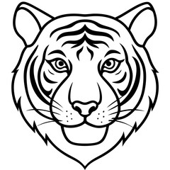 Minimalist Tiger Head Line Art Vector