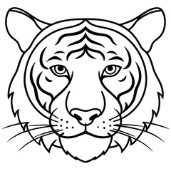 Minimalist Tiger Head Line Art Vector