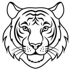 Minimalist Tiger Head Line Art Vector