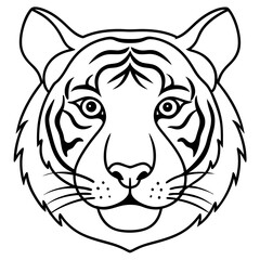 Minimalist Tiger Head Line Art Vector