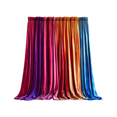 Luxurious Velvet Curtains in Rich Jewel Tones Isolated on Transparent Background