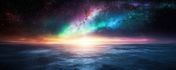Fototapeta premium Breathtaking Cosmic Landscape with Colorful Stars and Horizon Glow