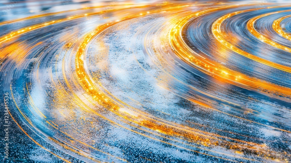 Poster dynamic light trails symbolizing speed in abstract motion display