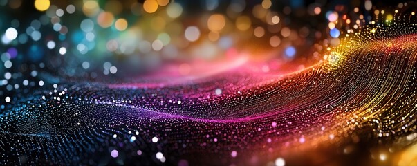 Fototapeta premium Colorful Abstract Waves with Glitter and Bokeh Background Effect