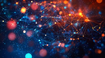 Obraz premium Enigmatic Abstract Digital Illustration of Colorful Light Connections