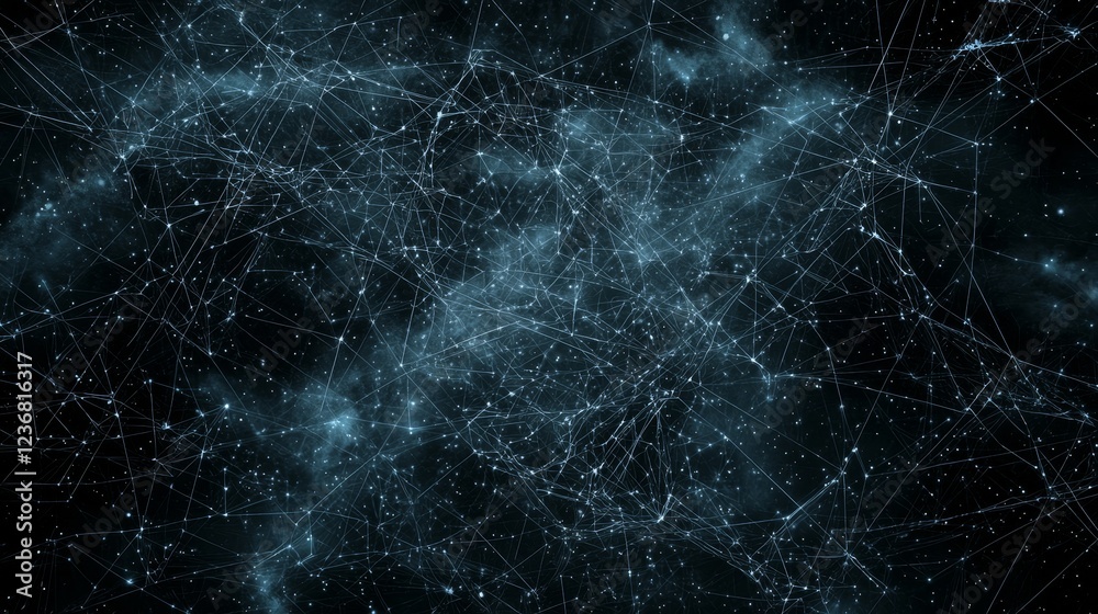 Poster enigmatic digital patterns symbolizing complex data in cosmic space
